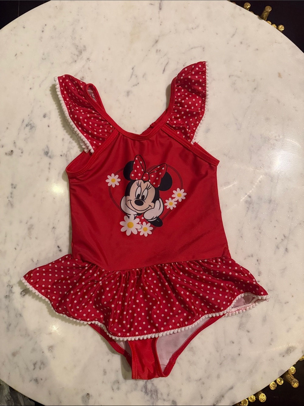 Disney Red Minnie Mouse Heart Daisy Swim One-Piece